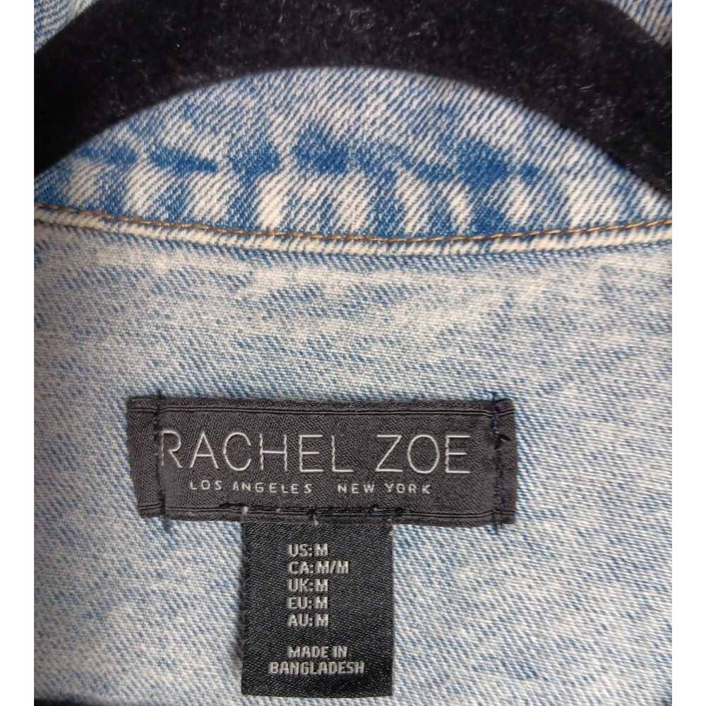 Rachel  Zoe Women's  Denim Jacket Button up  Light Wash Retro Motocycle Medium‎ - Picture 3 of 12